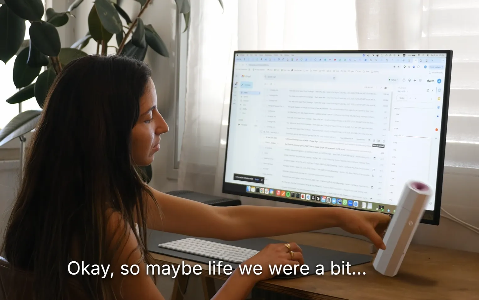 post with mask in motion